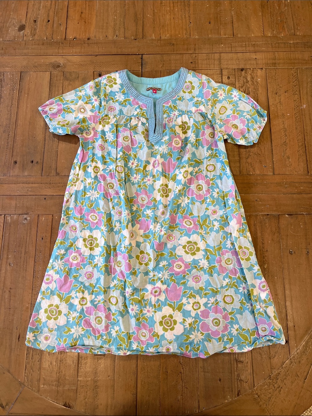 Pink chicken blue floral swim cover up girls 10 years